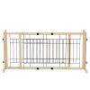 Wood Freestanding Pet Gate, 38"-71" Length Adjustable Dog Gate, Safety Fence for Stairs Doorways, Natural