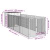 Dog House with Run Light Gray 43.3"x159.4"x43.3" Galvanized Steel