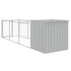 Dog House with Run Light Gray 43.3"x159.4"x43.3" Galvanized Steel