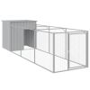 Dog House with Run Light Gray 43.3"x159.4"x43.3" Galvanized Steel