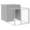 Dog House with Run Light Gray 43.3"x159.4"x43.3" Galvanized Steel