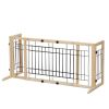 Wood Freestanding Pet Gate, 38"-71" Length Adjustable Dog Gate, Safety Fence for Stairs Doorways, Natural