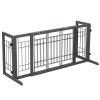 38"-71" Adjustable Wooden Pet Gate for Dogs, Indoor Freestanding Dog Fence for Doorways, Stairs, Gray