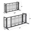 38"-71" Adjustable Wooden Pet Gate for Dogs, Indoor Freestanding Dog Fence for Doorways, Stairs, Gray