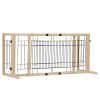 Wood Freestanding Pet Gate;  38"-71" Length Adjustable Dog Gate;  Safety Fence for Stairs Doorways;  Natural