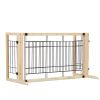 Wood Freestanding Pet Gate, 38"-71" Length Adjustable Dog Gate, Safety Fence for Stairs Doorways, Natural