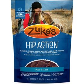 Zukes Hip Action Hip & Joint Supplement Dog Treat - Roasted Beef Recipe - 1 lb