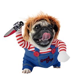 Pet Deadly Doll Costume Chucky Dog Cosplay Halloween Christmas Party Clothes for Dogs (size: L)