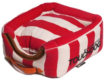 Touchdog Polo-Striped Convertible and Reversible Squared 2-in-1 Collapsible Dog House Bed (sku: PB36RDLG)