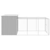 Dog House with Run Light Gray 84.3"x179.9"x71.3" Galvanized Steel