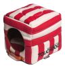 Touchdog Polo-Striped Convertible and Reversible Squared 2-in-1 Collapsible Dog House Bed