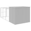 Dog House with Run Light Gray 84.3"x179.9"x71.3" Galvanized Steel